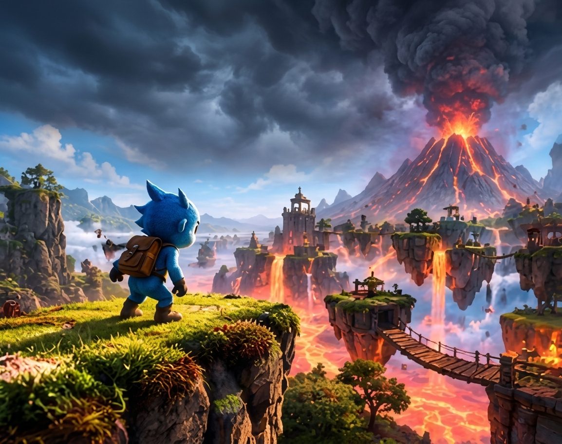 Floating islands and a smoking volcano